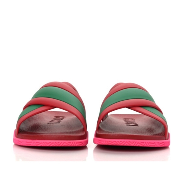 GUCCI Rubber Web Womens Criss Cross Slide Sandals  Coral New Shamarock - Picture 7 of 13